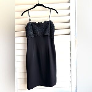 Donna Morgan Petites | Lace Bodice Black Evening Dress Spaghetti Strap | 4P